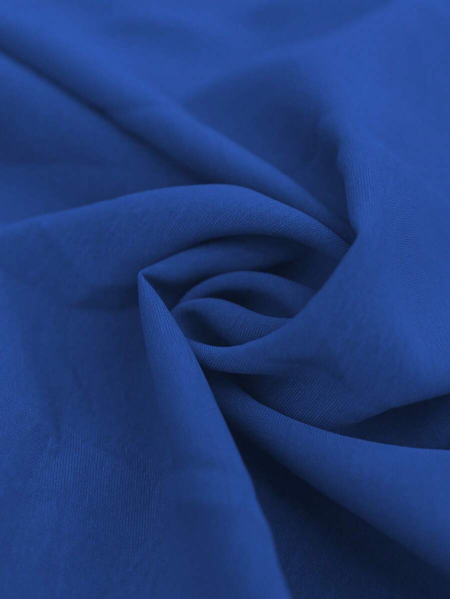 EMERY ROSE Dames lente/zomer bohemian vakantie stijl casual crossover gesmokte taille geplooide twist back ruche mouw a-lijn midi-jurk