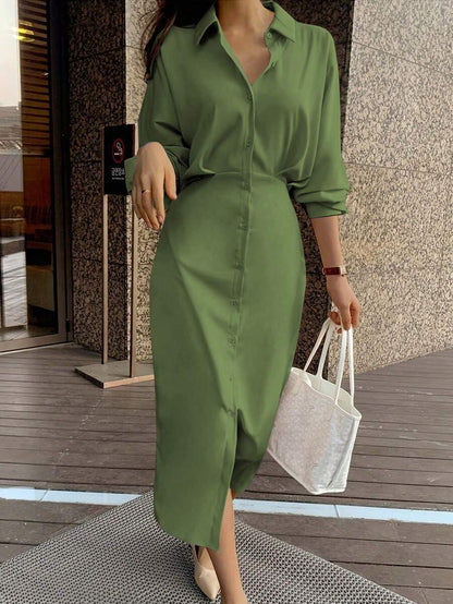 Dames overhemdjurk in Franse elegante stijl met taillestrik, losse top en slanke pasvorm, middellange revers, overhemdjurk, zeer geschikt voor dagelijks reizen, buiten, thuis, brunch, theekransje, woon-werkverkeer, luchthavenkleding, lente/zomer en lente/